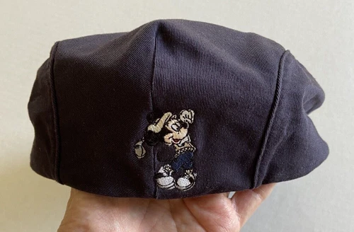 Disney Golf Flat Cap Hat Men's Blue Mickey Mouse Driving Newsboy Size L Large