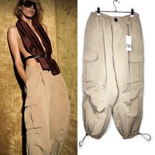 Zara Limited Edition Cargo Pants in Beige Size M-L New With Tags