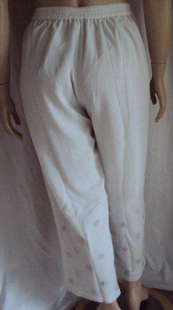S28 HILOS SAGRADOS Boho Flores Blanco Pantalones S/M Cintura a 40" Foto 3 de 3