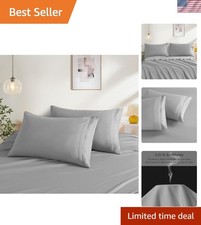Dark Grey Queen Size Pillow Cases Set of 2,20"X30" Pillow Covers