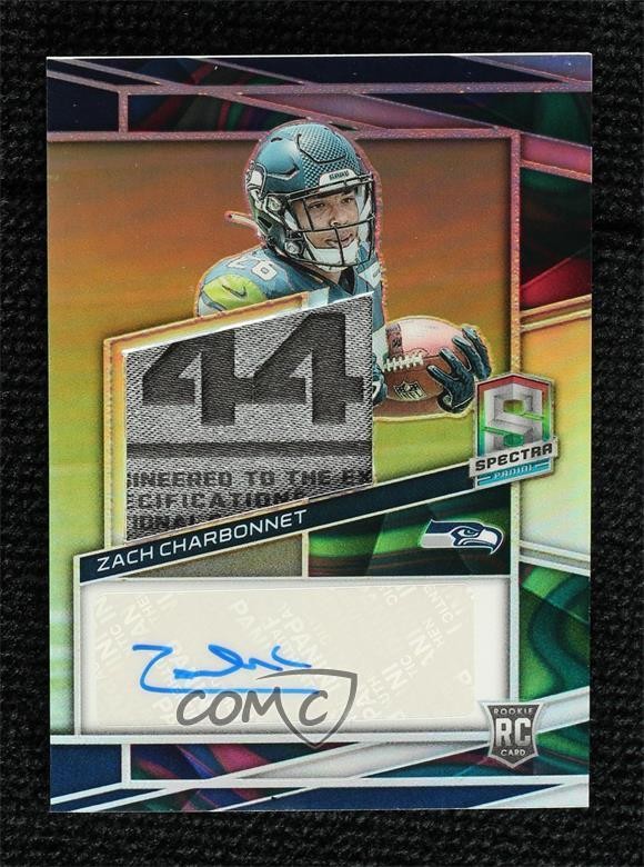 2023 Spectra Neon Marble Prizm 4/4 Zach Charbonnet #241 RPA Rookie Patch Auto RC