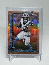 2025 Topps Chrome Football Chuba Hubbard Leather Skin Orange /25 Panthers SSP