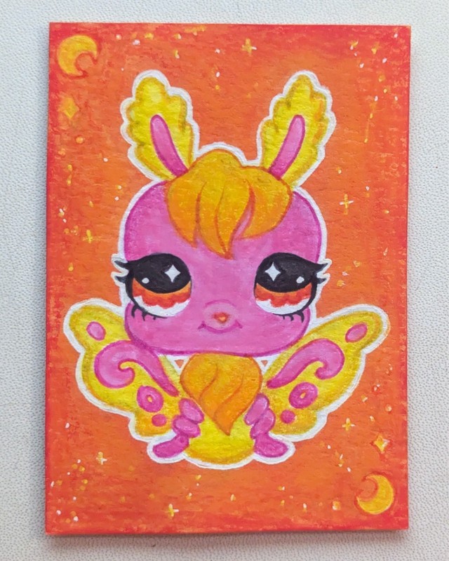 ACEO Artist Original, ATC Artist Trading Card, Littlest Pet Shop, LPS, Moth, G7