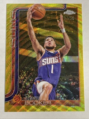 Devin Booker 2025-26 Topps Chrome #195 Gold Wave Refractor #/50 SUNS