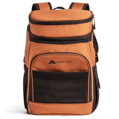 15 qt 20-Can Soft-Sided Cooler Backpack Adjustable Shoulder Straps Brown