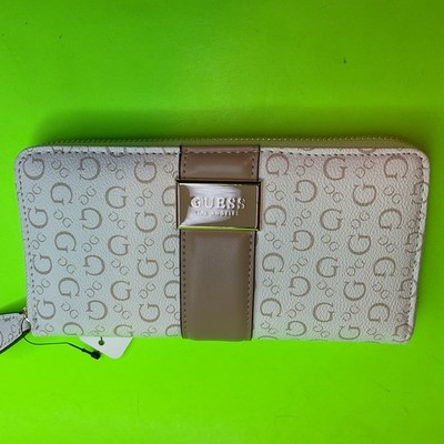 GUESS Los Angeles Women s Wallet White w/Beige, Gold NEW