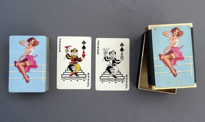 EDWARD D'ANCONA Pin Up Duratone Plastic Coated Arrco Playing Cards 2 Jokers