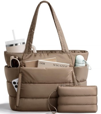 Bagstellar Puffer Tote Bag for Women, Lightweight Puffy Work Handbag Teacher ...