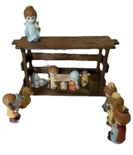 Nativity Vintage Hand Painted Ceramic 12 Pieces Manger Christmas Holiday