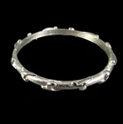Vintage CROWN TRIFARI SILVER TONE Bangle Bracelet BRUSHED w/SCROLL VINE PATTERN