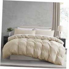 Beige Cream Duvet Cover Queen 90" x 90" - Zipper Closure 03 - Beige Cream