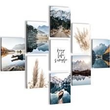 Wandbilder Set XXL Wohnzimmer Natur KOMPLETT AUFHÄNGFERTIG 20 x 25 cm - 9 Bider