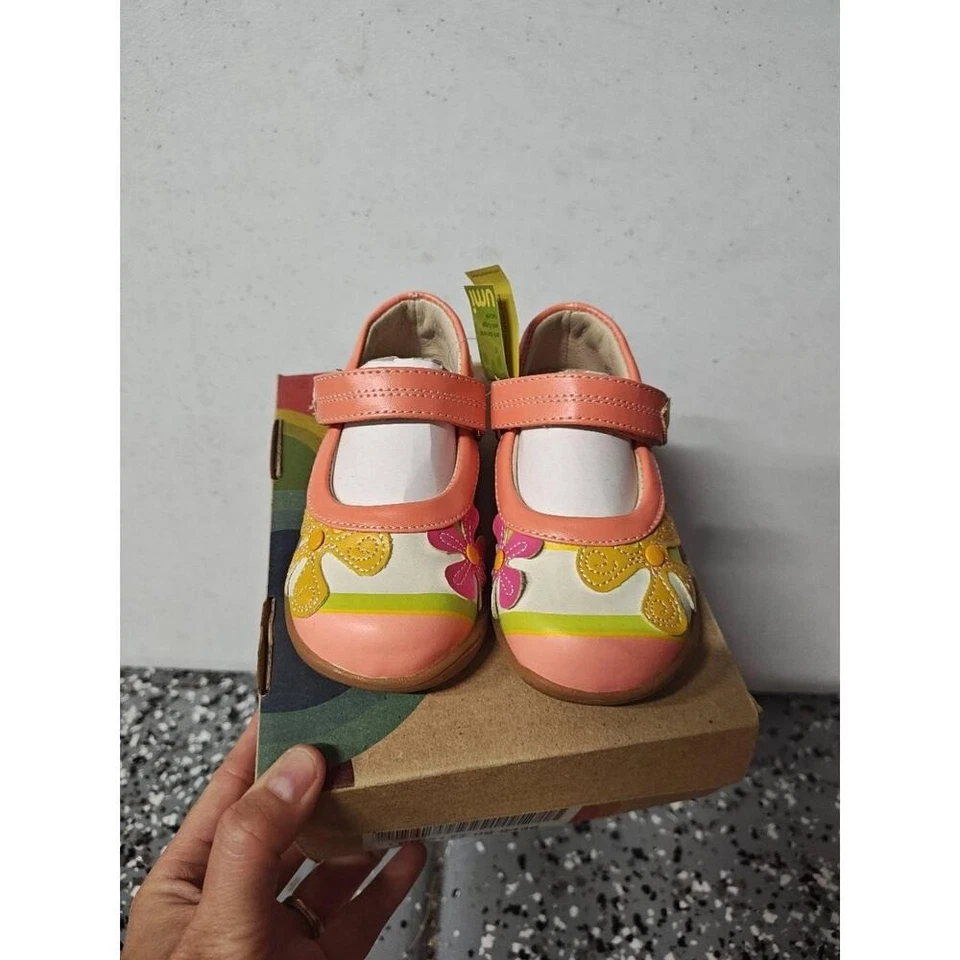 Umi Zapatos Elain Pisos Mary Jane Floral Rosa Coral EU 21 US 5.5 Cuero Ballet Foto 2 de 4