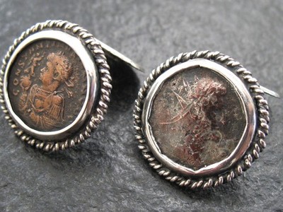 Manschettenknöpfe Silber 925 Handarbeit mit römischen Bronze Münzen