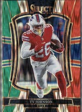 2025 Panini Select #186 Green and Red Prizm Shock Ty Johnson Buffalo Bills