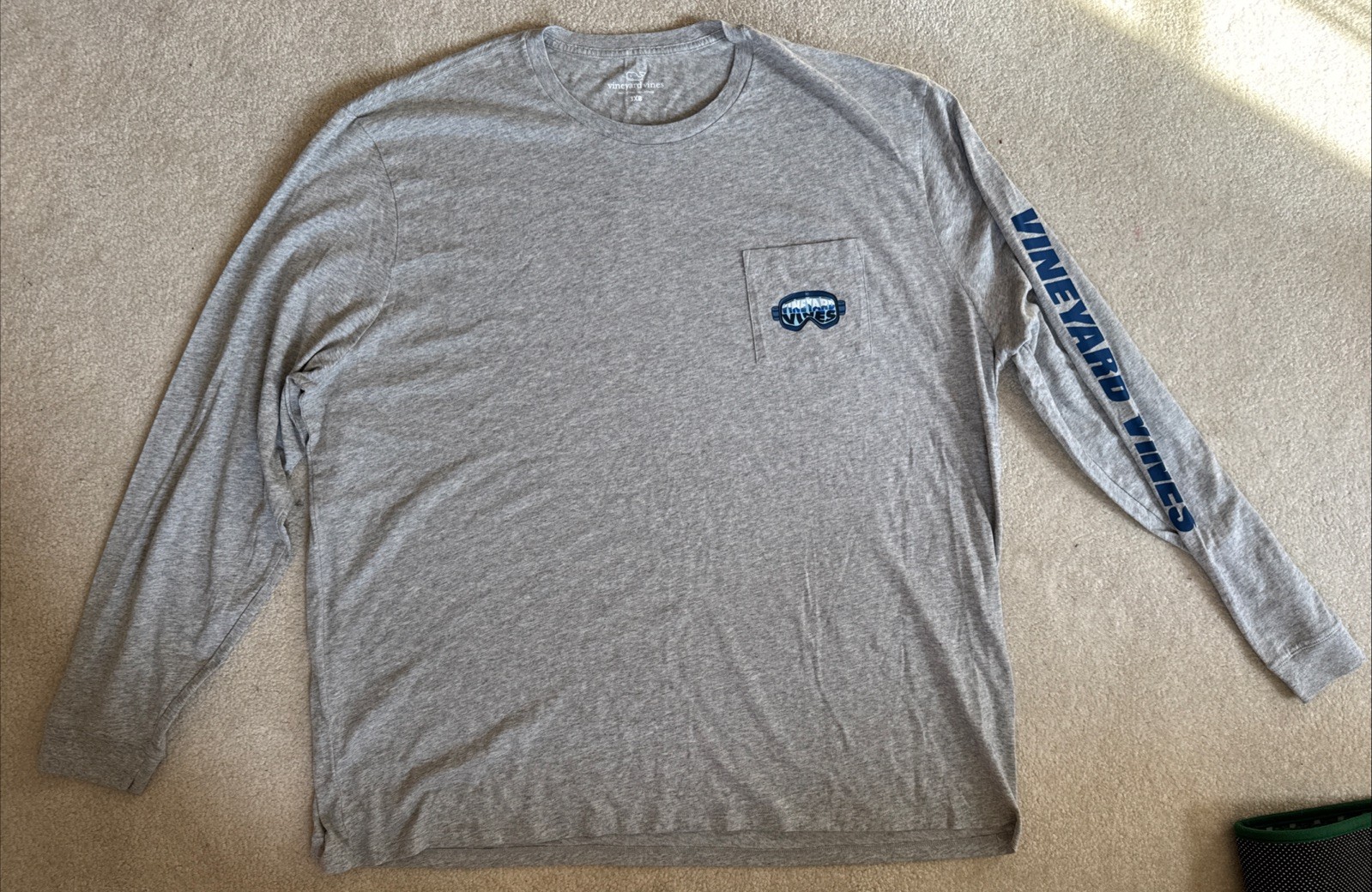 Vineyard Vines Googles Gray T-Shirt Long Sleeves Mens Big & Tall 3XB