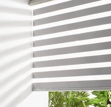 Grey Zebra Blinds 35" W X 72" H, Shades for Windows & Doors , Easy to Install