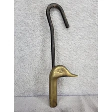 Vintage Duck Head Sculpture 1979 Decor Brass Fireplace Damper Hook