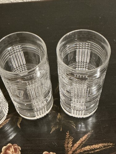 Set of 3 Ralph Lauren Crystal Glen Plaid Highball Glass Tumbler 6 1/4" Heavy - Picture 5 of 11