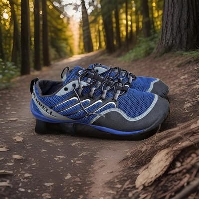 Merrell Trail Glove Olympia Mens 10.5 Blue Black Minimalist Trail Running J85523