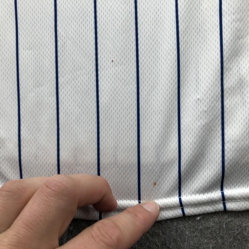 Chicago Cubs Jersey Mens 48 White Blue Pinstripe MLB Baseball Majestic - Picture 14 of 16