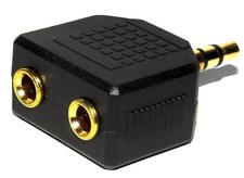 Mini 3.5mm Stereo Headphone Splitter - Gold Male to Dual Female - High Quality