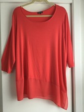 VINCE CAMUTO WOMENS PLUS SHERBET KNIT  CHIFFON BOTTOM ASYMMETRICAL BLOUSE SZ 2X