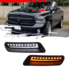 For Dodge Ram 1500 Sport R/T Rebel 2010-18 2X Dynamic LED Hood Vent Scoop Lights