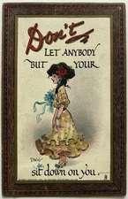 Raphael Tuck & Sons Postcard | “Don't Let Anybody But Your Girl Sit Down On You"