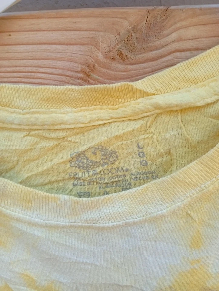 T-shirt Tie & Dye Fruit of the Loom Jaune Pastel Taille L - Photo 2/3