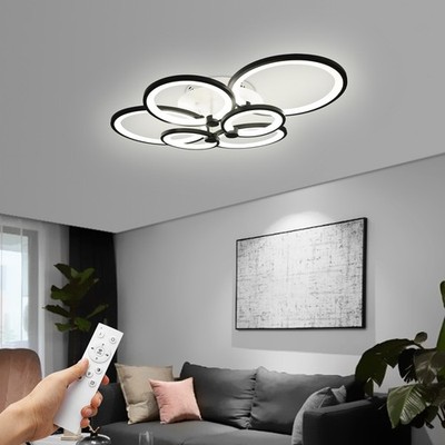6 Heads Modern LED Chandelier Acrylic Pendant Lamp Ceiling Light Fixture Black