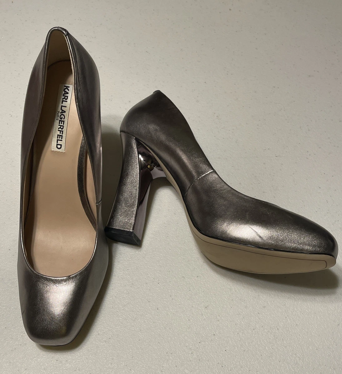 Bottes à Talons Compensés Karl Lagerfeld En Laine Noire - Talon 4 Pouces, Pointure 7.5 B, Occasion