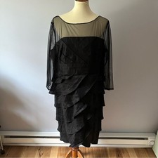 Adrianna Papell Occasions Layered Mesh Top Little Black Dress Cocktail Attire