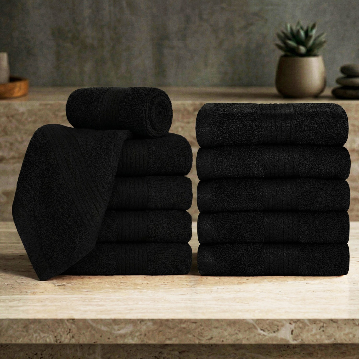 Ample Decor Wash Cloths Pack of 5/10/20/50/200 100% Cotton 12x12 Inches