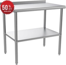 36'' x 24'' Stainless Steel Table for Prep  Work with Backsplash for Kitchen