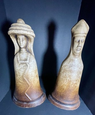 Chess Pieces King & Queen Large Terracotta Decorative Statue 16'' & 18''