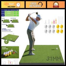 Dense Elite Golf Hitting Mat 5x4ft/5x5ft - Heavy Duty Practice Set with 10 Balls