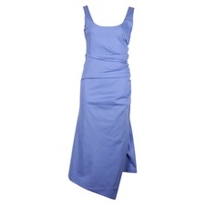 Sportmax Abito Midi Smanicato Con Arricciature In Cotone Blu Femmina Blu