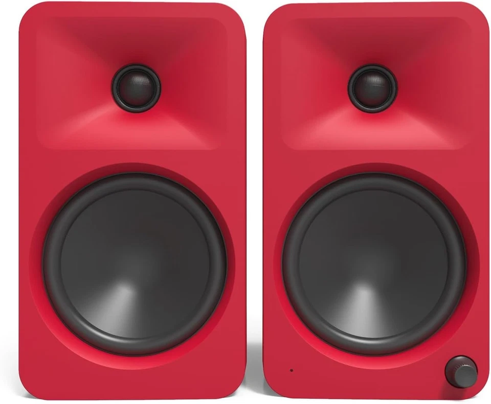 Altavoces de referencia Kanto ORA4 140W alimentados de 4 pulgadas con Bluetooth 5.0 (rojo mate) Foto 2 de 4