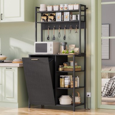 Kitchen Bakers Rack with Storage Shelf - 6-Tier Microwave Stand Oven Cabinet ...