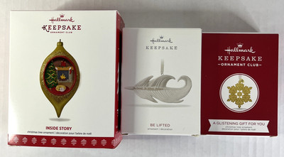 Hallmark Keepsake 3 Ornament LOT Exclusives Inside Story, Be Lifted, Glistening