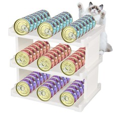 3-Layer Cat Food Can Organizer, Wet Cat Food Storage Container Holds 54 3.5o...