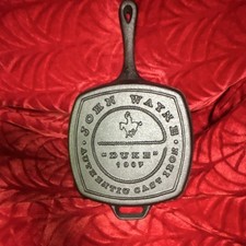 John Wayne Duke 1907 Cast Iron Flat-Bottomed Square Black Grill Pan