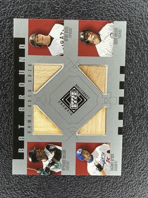2002 #BA-ALAE Moises Alou / Kenny Lofton / Garret Anderson Game-Used Bats Quad