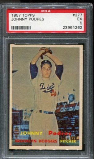 1957 Topps Johnny Podres #277 PSA 5 Brooklyn Dodgers Star