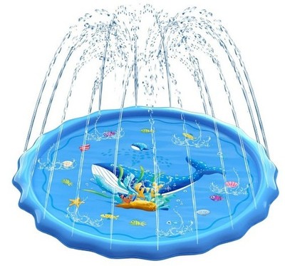 Splash Pad for Kids and Adults Outdoor Lawn Games Water Play Toy Mat, Blue