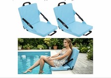 2pc Portable Pool Stadium Seat Folding Padded Bleacher Chair Reclining Cushion