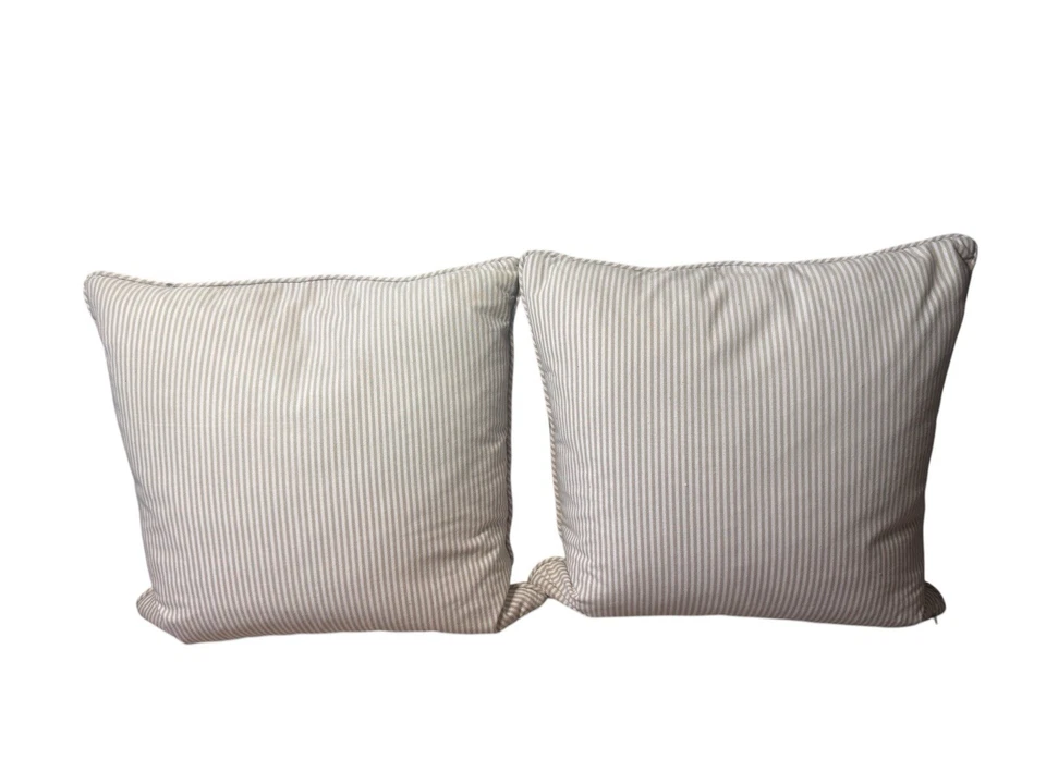 2 Pottery Barn Addison Reversible Striped Embroidered Pillow Covers + Pillows - Image 2 of 4
