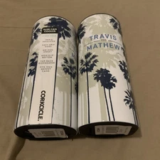 2pk Travis Mathew Corkcicle Slim Can Cooler Koozie Insulated Surf City Palm Tree