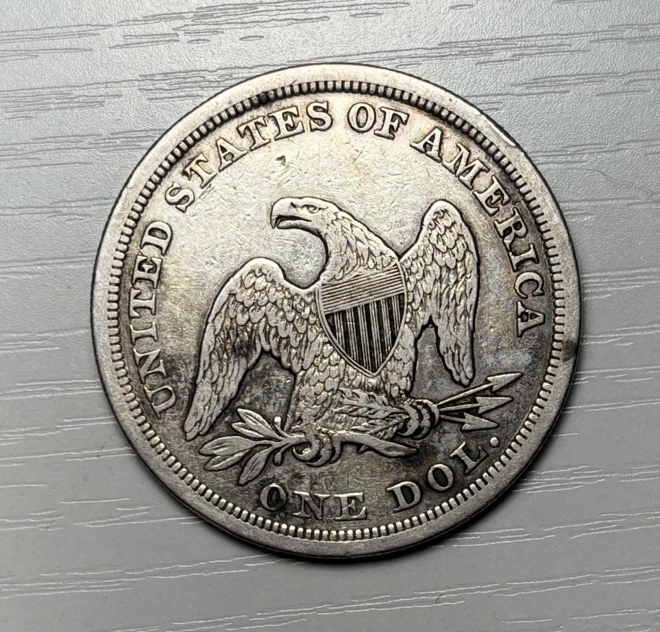 Dólar Liberty Seated 1847. ¡En muy buen estado! Baja acuñación Foto 2 de 3